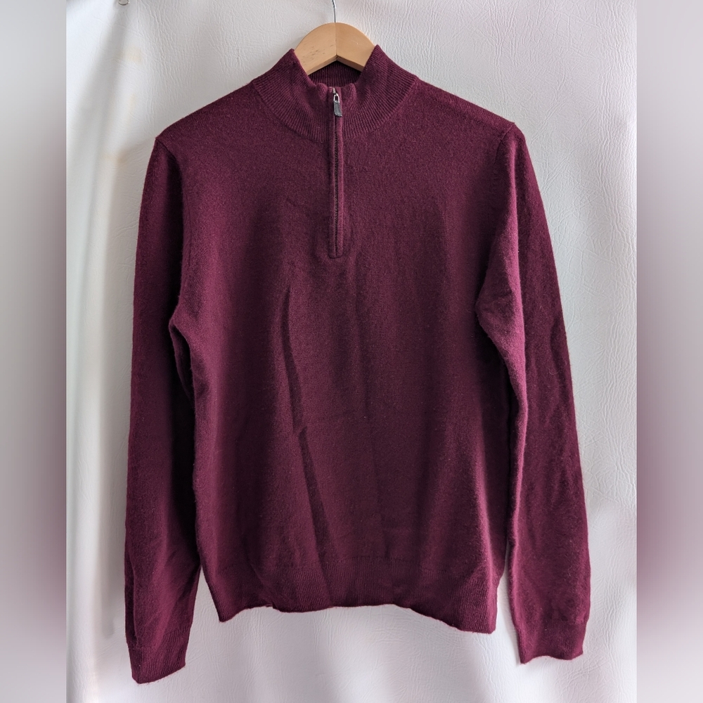 Mette Cashmere Red 1/4 Zip Pullover Knit Sweater - M